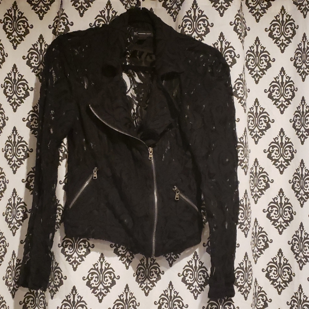 Black lace moto jacket